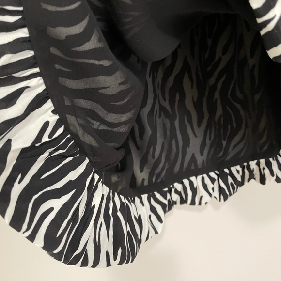 Zara, Black and White Zebra Printed dress, Mock Neck, Balloon/Bubble Dress XS - Picture 6 of 7